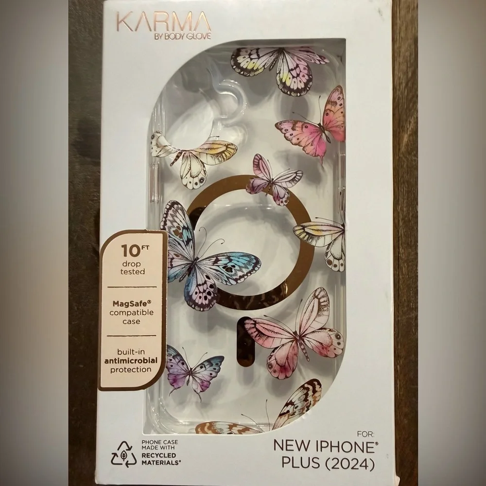 iPhone 15 Plus 2024 Karma by Body Glove Butterfly Case MagSafe Clear Floral NIB